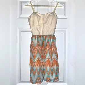 Streetwear Society Coral and Blue Mini Dress